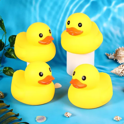 Vista 3 de Deekin 10 piezas de patos de goma amarillos grandes a granel grandes de pato chirriante de goma bañera flotante para decoración de fiesta