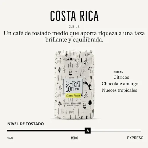Vista 2 de Mt. Comfort Coffee Costa Rica tostado medio, 2.5 libras, procedente de granjas de café locales y costarricenses, grano entero tostado