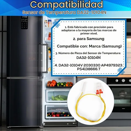 Vista 4 de 4pcs DA32-10104N Sensor de temperatura para refrigerador Samsung, sensor de temperatura del refrigerador para DA32-10104V 2030330 AP4979323 PS4138666