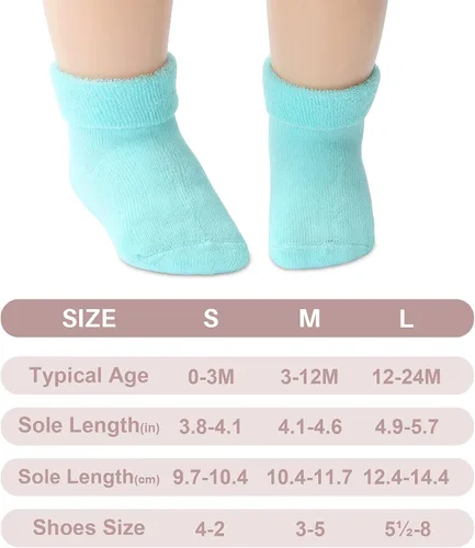 Vista 6 de JAKIDAR 6 pares de calcetines de bebé gruesos y cálidos para recién nacidos de algodón