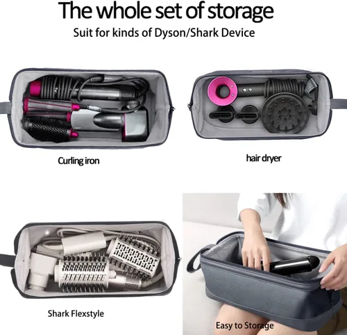 Vista 3 de Funda de viaje estilo Shark Flex 2026 para Dyson Airwrap secador de pelo, cepillo Revlon, herramientas para el cabello, bolsa de viaje, funda