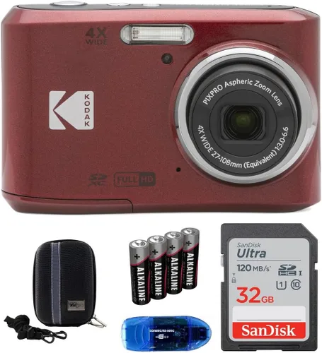Vista 3 de Kodak Pixpro FZ45 - Paquete de cámara digital, incluye: tarjeta de memoria SanDisk de 32 GB, baterías de repuesto, estuche rígido para cámara y Negro
