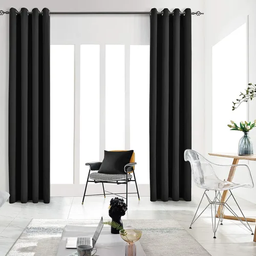 Vista 40 de Cortinas opacas para dormitorio, con aislamiento térmico y bloqueo de luz, para oscurecer la habitación, cortinas con ojales sólidos para ventana