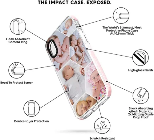 Vista 3 de Styletify Funda de teléfono con foto personalizada para iPhone 11, collages de múltiples imágenes, funda de impacto personalizada a prueba