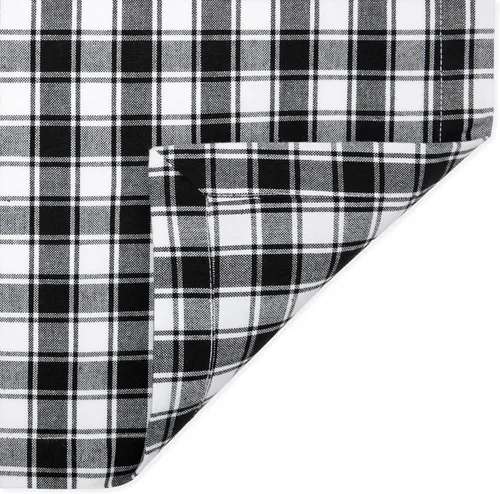 Vista 3 de Black and White French Check Fabric Tablecloth Woven Cotton, 52 x 70 Rectangular