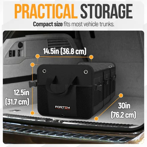Vista 3 de FORTEM Organizador de maletero con enfriador para SUV, organizador y almacenamiento de automóvil, multicompartimento plegable, regalo de Navidad