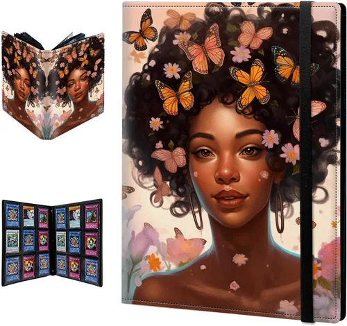 Vista 14 de Carpeta para tarjetas de intercambio, 9 bolsillos para tarjetas intercambiables, 360 bolsillos de doble cara, funda para tarjetas de tamaño Mujeres