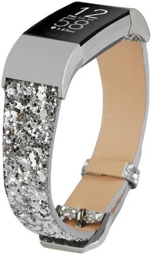 Vista 8 de Bandas brillantes compatibles con Fitbit Charge 2, correa de repuesto de cuero brillante con purpurina compatible con pulseras Fitbit Charge 2