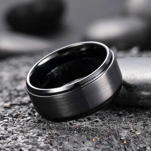 Vista 3 de King Will - Anillo de tungsteno básico para hombre, de 1564, 932, 516, 2364 y 2564de pulgada, acabado cepillado mate, ajuste cómodo, anillo de boda
