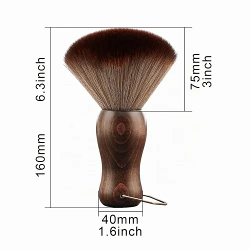 Vista 4 de CGBARBER Cepillo de peluquero con mango de madera con gancho para corte de cabello... (cepillo de cuello+cepillo negro) para todo tipo de cabello.