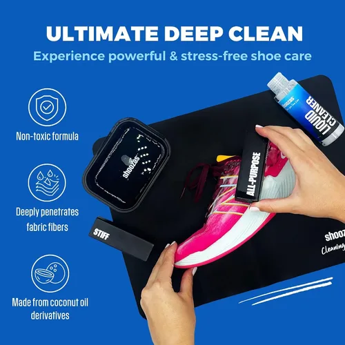 Vista 2 de Shoozas Kit de limpieza de zapatos: sin desorden, potentes y delicados, secado rápido, no tóxico, seguro en todos los materiales.