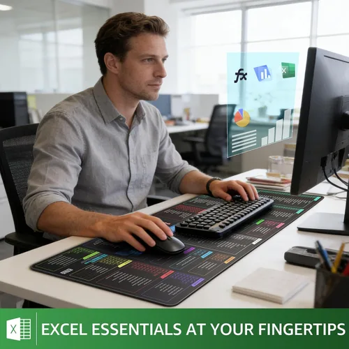 Vista 2 de KTRIO Excel Shortcuts Mousepad, Desk Mat, 31.5 x 11.8 in, XL Smooth Micro-Weave Surface, Shortcut Reference, Non-Slip Rubber Base, Durable