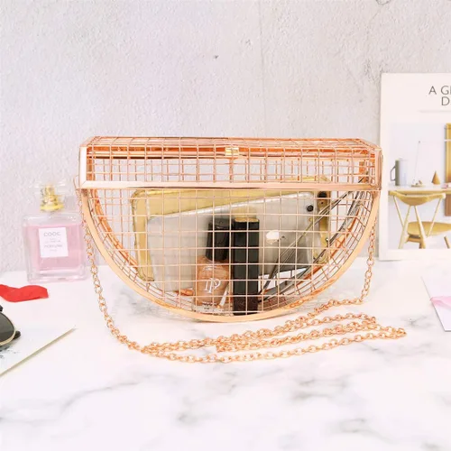 Vista 2 de LETODE Women's Elegant Chain Cross-body Bag Metal Hollow Cage Clutch