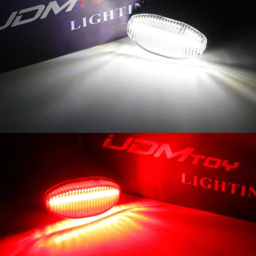 Vista 3 de iJDMTOY Luces de carrera completas de 7 piezas con lente transparente 84-SMD LED y luces de posición laterales delanteras/traseras compatibles