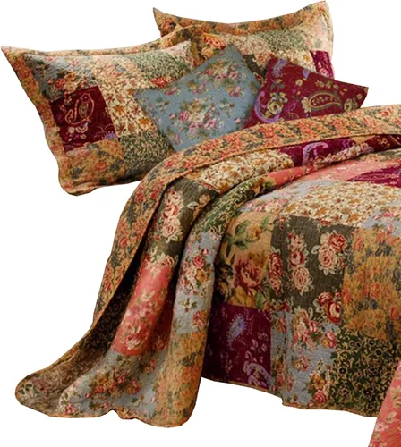 Vista 3 de Benjara Kamet - Juego de edredón de 5 piezas de tela tamaño Queen con estampados florales, multicolor