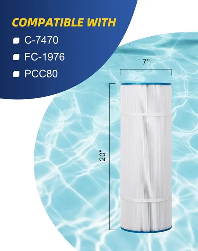 Vista 2 de ZOTEE PCC80-PAK4 Cartucho de filtro de repuesto para piscina PCC80, C-7470, PLFPCC80, Darlly 70804, Clean and Clear Plus 320, Filbur FC-1976, filtro