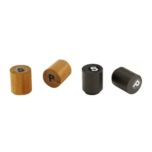 Vista 3 de PACKNWOOD Juego de mini sal y pimienta de bambú 210BKPS (prellenado) - D: 0.7 pulgadas de altura: 0.75 pulgadas - 100 piezas