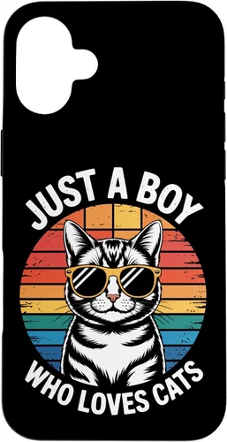 Vista 23 de Just A Boy Who Loves Cats Cat Dad Kitty Parent Feline Boys Case for iPhone 16