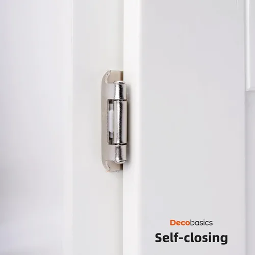Vista 4 de Decobasics Paquete de 2 bisagras de gabinete de níquel cepillado superpuestas de 1/2 pulgada para puertas de gabinete (1 par), bisagras de marco