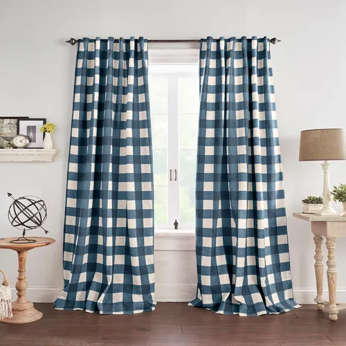 Vista 10 de Elrene Home Fashions Farmhouse Living Grainger Buffalo - Cortina opaca con diseño a cuadros para ventana, cortina para sala de estar y dormitorio