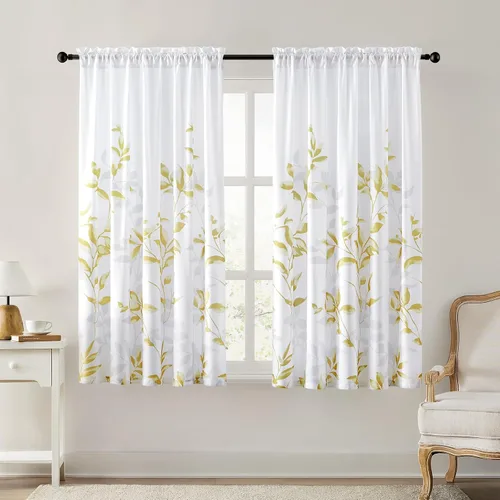 Vista 14 de HOMEIDEAS Cortinas traslúcidas de privacidad gris claro y blanco, 52 x 96 Hojas-gris claro