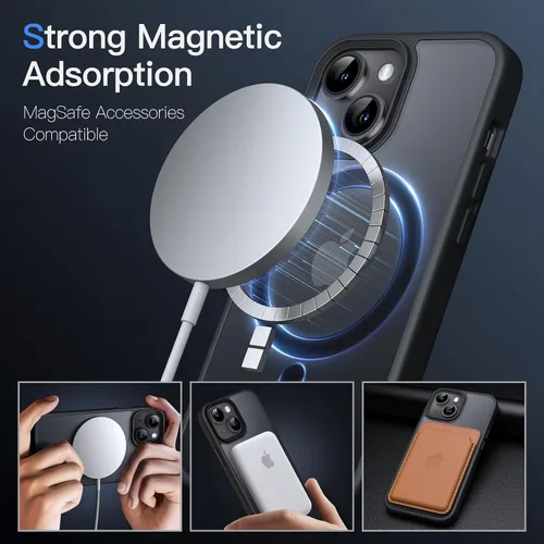 Vista 3 de JETech Funda magnética para iPhone 13 Mini de 5.4 pulgadas, compatible con MagSafe, translúcida mate, delgada, a prueba de golpes, color negro