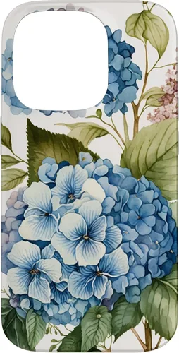 Vista 17 de Watercolour Vintage Blue Hydrangea with Flower Flower Case for iPhone 17
