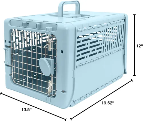 Vista 3 de SportPet Designs Transportador de viaje plegable para mascotas XS (azul), perrera de lados duros para perros pequeños, cachorros, gatos, gatitos