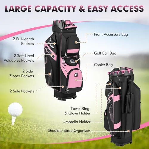 Vista 3 de Tangkula Bolsa de carrito de golf con divisores de longitud completa de 14 vías, 6 bolsas moldeadas con cierre superior de golf con 11 bolsillos