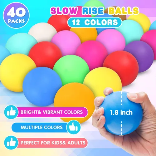 Vista 6 de 40 Bolas Antiestrés - Bolas Antiestrés Blandas a Granel - Juguetes de Caja del Tesoro - Premios Fidget a Granel - Bolas Sensoriales - Bolas