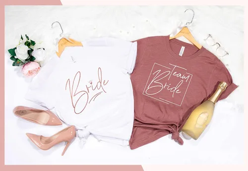 Vista 2 de Camisetas de despedida de soltera, Camisa de la novia del equipo, Camisas del escuadrón de la novia, Camisas de dama de honor, Novia y tripulación