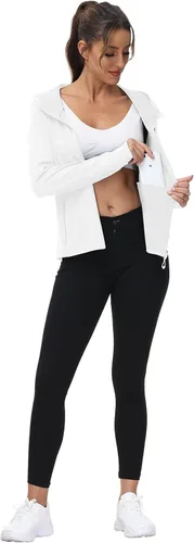 Vista 14 de TBMPOY Chaquetas con capucha y protección solar UPF 50+ para mujer, ligeras, de manga larga, para senderismo, exteriores, con cremallera completa