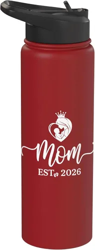 Vista 10 de Mom Est 2026 New Moms Dads Matching Mother To Be 26 Botella de agua aislada de acero inoxidable Azul claro