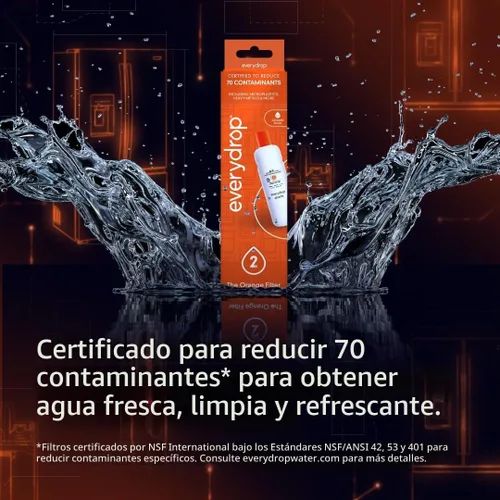 Vista 2 de everydrop by Whirlpool Ice & Water Refrigerator Filter 2, Orange, EDR2RXD1