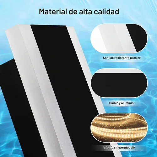 Vista 6 de Lámpara de pared para exteriores, moderna lámpara de pared LED larga, color negro, IP65, impermeable, 12 W, 3000 K, luces de pared rectangulares
