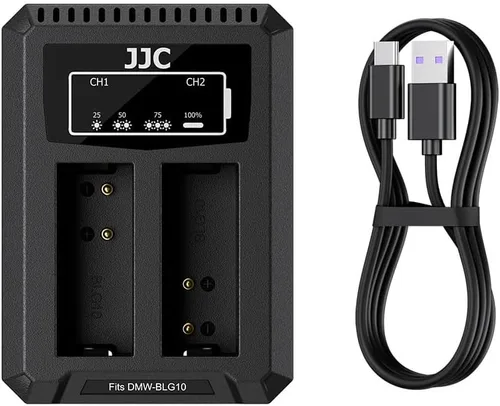 Vista 23 de JJC BLX-1 Cargador de batería USB de doble ranura para cámaras Olympus OM-1 Mark II OM1 OM-3 OM3, cable de carga USB a USBC, con protección contra