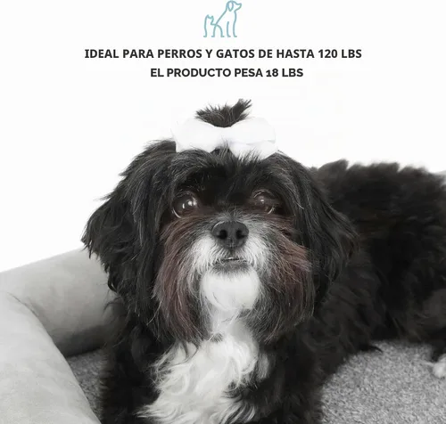 Vista 5 de Cama de madera para perros con colchón resistente al agua, cama elevada para mascotas pequeña a mediana con colchón relajante, certificado