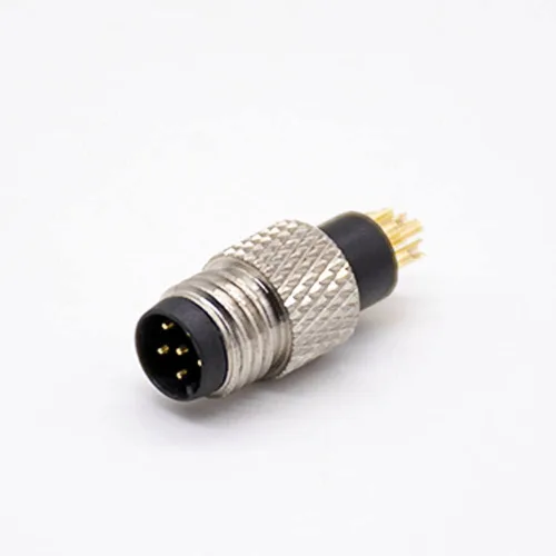 Vista 2 de Elecbee 5 unids M8 conector 6 pin macho recto macho sobremoldeado soldadura copa sin blindaje un código