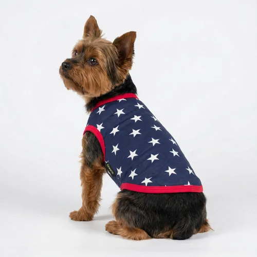 Vista 4 de Fitwarm Camiseta patriótica para perro con estrella para el 4 de julio, Día de los Caídos, Día de la Independencia, ropa de vacaciones para perros