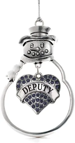 Vista 30 de Inspired Silver - Fuerza Aérea - Adorno de Navidad plateado - Adorno de árbol de Navidad con colgante de corazón azul con circonita cúbica