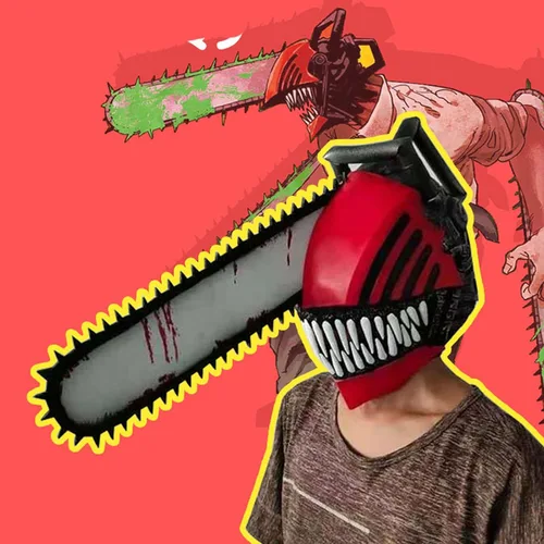 Vista 2 de DFSETOGO Máscara de hombre de motosierra Denji Pochita, accesorios para la cabeza, disfraz de demonio, máscara de látex Denji para fiesta