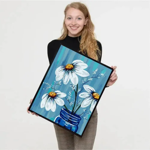 Vista 4 de VIGEGU Paquete de 4 pinturas por números para adultos, lienzo enmarcado, con caballete de madera, pintura por números para niños de 8 a 12 años