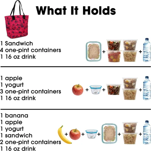 Vista 4 de J World New York - Bolsa de almuerzo aislada Lonchera para mujeres y niñas adolescentes, Bellis