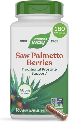 Vista 9 de Nature's Way Saw Palmetto Berries, apoyo tradicional de próstata, suplemento de hierbas para hombres, 585 mg por porción, proyecto verificado sin