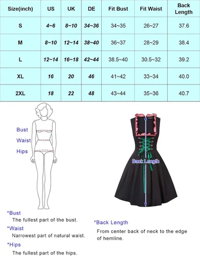 Vista 3 de Vestido de tirolesa alemán para mujer joven disfraz bávaro de Oktoberfest para carnavales de 3 piezas