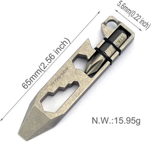 Vista 4 de Herramienta de titanio multiherramienta para abridor de botellas, destornillador herramienta EDC Gear Llavero Herramientas (gris)
