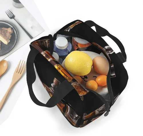 Vista 6 de Whisky cerveza imágenes impresión bolsa de almuerzo portátil aislado reutilizable bolsa de almuerzo caja de almuerzo para el trabajo camping viaje