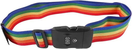 Vista 3 de Correa de equipaje de viaje con diseño de arco iris, aprobada por la TSA, cinturón de embalaje ajustable para maleta (arcoíris)