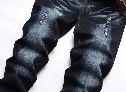 Vista 3 de Junbaoss - Jeans elásticos ajustados para hombre pantalones de mezclilla ajustados rasgados para hombre pantalones de cintura flexible de pierna