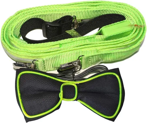 Vista 4 de Light Up - Conjunto de tirantes LED y pajarita para hombre, tirantes iluminados para hombre, ropa de fiesta brillante, trajes de rave